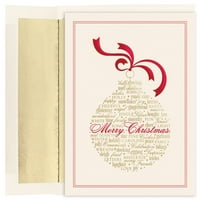 Papirne Božićne Čestitke I Komplet Odgovarajućih Koverti, Riječi Božićnog Ukrasa, 16 Pakovanja