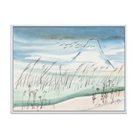 Designart' Crane Birds Flying Over Snowy Montain ' Tradicionalni Uramljeni Platneni Zidni Umjetnički Print