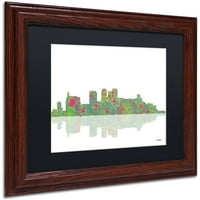 Zaštitni znak Likovna umjetnost Birmingham Alabama Skyline Umjetnost platna Marlene Watson crni mat, drveni