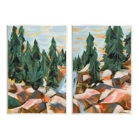 Stupell geometrijski Sažetak šumsko lišće pejzaž pejzaž slikarstvo zidna ploča Neuramljena Umjetnost Print