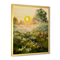 Designart' The Blossoming Field With Sunrise ' Farmhouse Framed Art Print