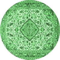 Ahgly Company u zatvorenom okruglom medaljonima smaragdno zelene tradicionalne prostirke, 3 'kruga