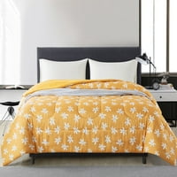 Oslonci Žuti cvjetni krevet u torbi komplet za jorgan sa čaršavima i plišanim bacanjem, Queen