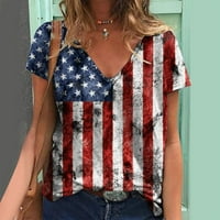 Majice za žene Dan nezavisnosti Print Daily Summer O vrat Tank Američki 4. jula Print bluza kratki rukav