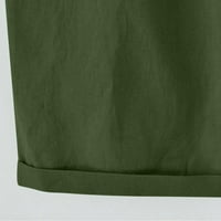 Ženske američke zastave ljetne pamučne platnene kratke hlače Casual elastični struk Bermude dužine koljena kratke hlače visokog struka džepne sportske hlače Army Green s