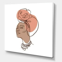 Jedan linijski portret Afro American Woman IV slika na platnu Art Print