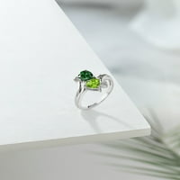 Gem Stone King 1. Ct Oblik Srca Zeleni Simulirani Smaragdno Zeleni Peridot Sterling Srebrni Prsten