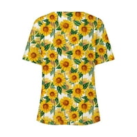 Ženske košulje Ženska moda Ležerne prilike Print V-izrez Kratki rukavi Ispisana majica Žuta l