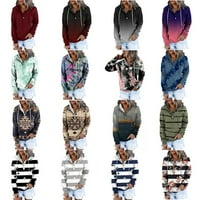 Ichuanyi modni Colorblock Hoodies za žene zimski Dugi rukav Duks majice V izrez grafički Tees Shirt Casual