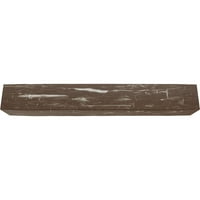 12W 4H 10'L 3-Sided ručno tesani Endurathane Fau drvena stropna greda, Vintage Mahagonij