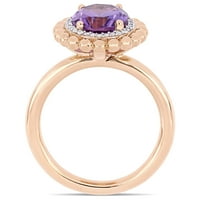 Miabella Ženska 2- Carat oval ametist Carat Diamond 14kt Rose Gold Double Halo Ring