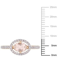 Miabella ženski karat T. G. W. ovalno rezani Morganit i karat T. W. dijamant 14kt oreol prsten od ružičastog