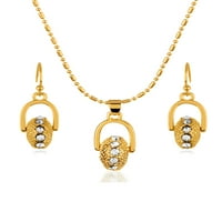 Zlatni ton kristalni točak perle ogrlica i naušnice set nakita