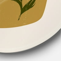 Designart 'zeleni list sa botaničkim minimalističkim oblicima' moderni krug metalni zid Art-disk od 29