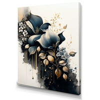 Designart Deep Blue Calla Lily Bouquet IV Canvas Wall Art
