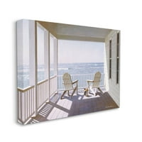 Stupell Industries stolice za trijem s pogledom na plimu realistična slika koju je dizajnirao Zhen-Huan