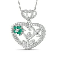 JewelersClub srebrne ogrlice za srce za Žene - Srebrna ogrlica za srce za žene . Srce Od Srebra - smaragdna