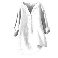 Ženske pamučne platnene široke košulje jesen proljeće elegantna Casual Fit čvrsta odeća trendi devojke