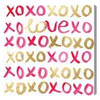 Tipografija avenije piste i Citati zidna Umjetnost platnena grafika 'Love XO' ljubavni Citati i izreke-Pink