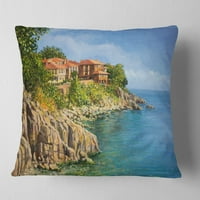 Designart plavo ljeto more - jastuk za bacanje pejzažnog slikanja-16x16