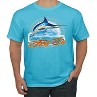 Riba na plavoj grafičkoj majici Marlin Muška majica, vojna zelena, 3xl