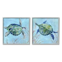 Stupell Indtries Abstract Blue Green Sea Turtles Deep Sea Coral, 12, dizajn Carol Robinson