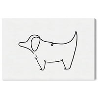 Wynwood Studio životinje Wall Art Canvas Prints 'Puppy Outline Simple' psi i štenci - Crna, Bijela