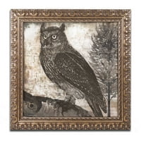 Zaštitni znak Likovna umjetnost Owl 2 platno umjetnost po boji Pekara zlato Ornate Frame